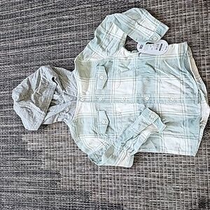 NWT flannel w/hoodie sage green/cream 5T